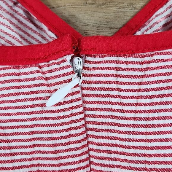 ☔️🔸️Maggy London Red & White Striped Retro Sleeveless Dress Size 6 - Picture 6 of 10